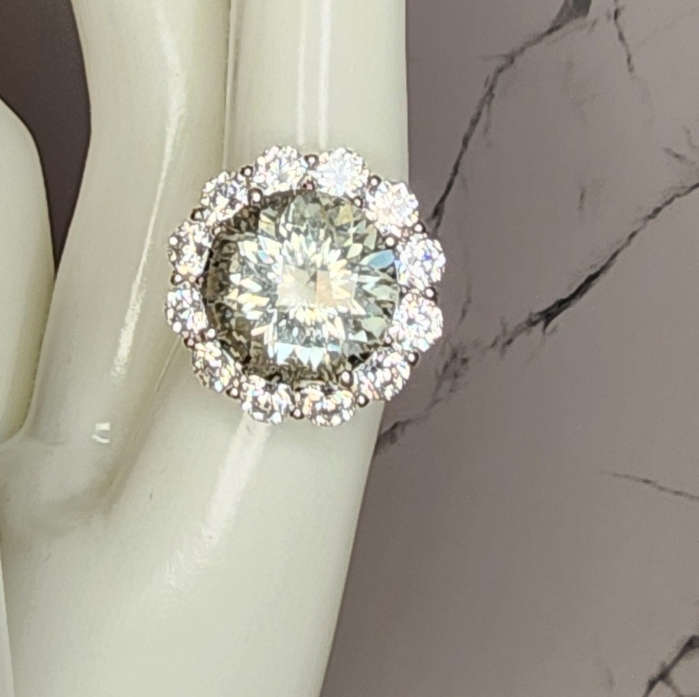 925 Silver light green stone Ring